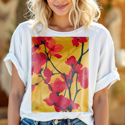 No.89 Floral Fine Art T-Shirt, Premium Quality Tee with YOUR Personalized Quote on Back