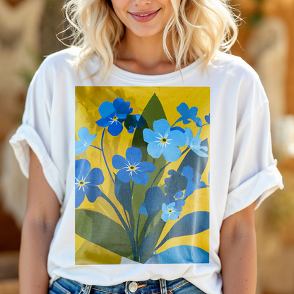 No.85 Floral Fine Art T-Shirt, Premium Quality Tee with YOUR Personalized Quote on Back