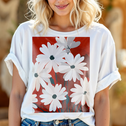 No.87 Floral Fine Art T-Shirt, Premium Quality Tee with YOUR Personalized Quote on Back