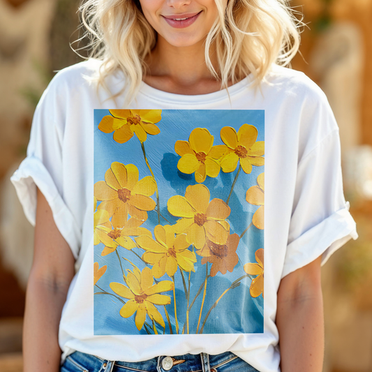 No.86 Floral Fine Art T-Shirt, Premium Quality Tee with YOUR Personalized Quote on Back