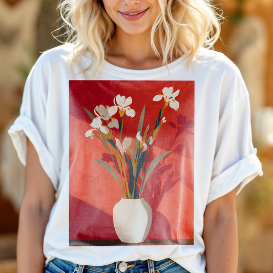 No.79 Floral Fine Art T-Shirt, Premium Quality Tee with YOUR Personalized Quote on Back