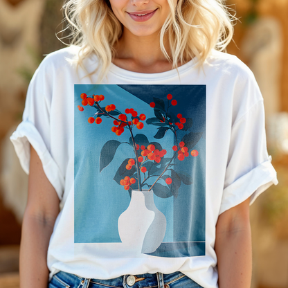 No.75 Floral Fine Art T-Shirt, Premium Quality Tee with YOUR Personalized Quote on Back