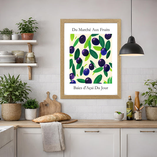 No.200 Acai Berries Art Print – French Fruit Kitchen Wall Decor (Baies d'Acai du Jour)