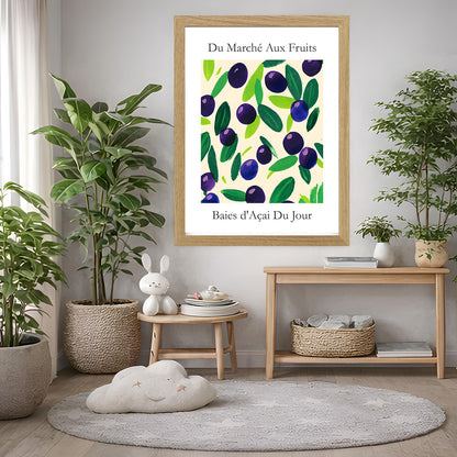 No.200 Acai Berries Art Print – French Fruit Kitchen Wall Decor (Baies d'Acai du Jour)