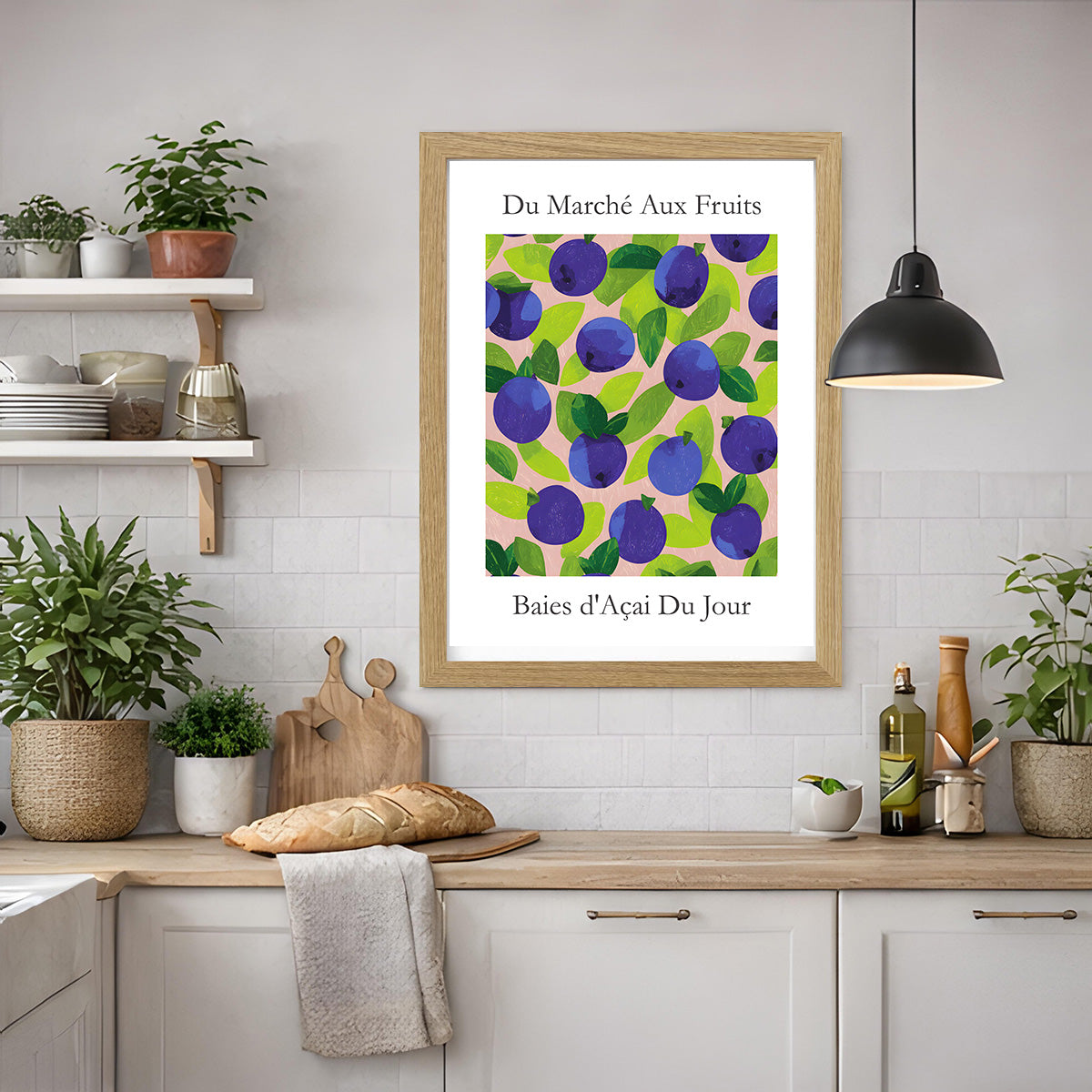 No.201 Acai Berries Art Print – French Fruit Kitchen Wall Decor (Baies d'Acai du Jour)