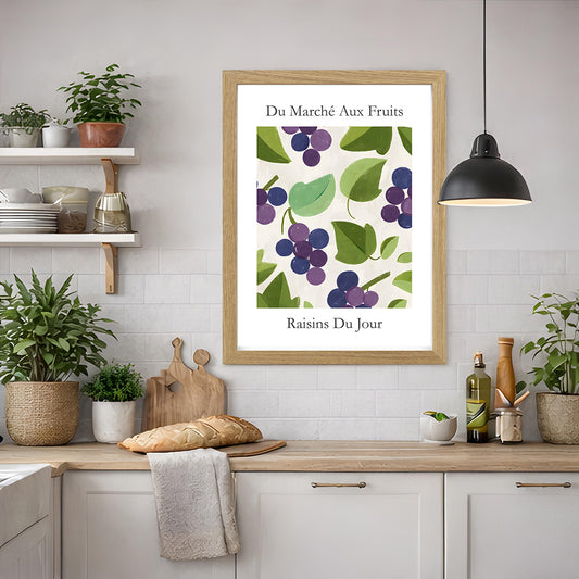 No.210 Grapes Art Print – French Fruit Kitchen Wall Decor (Raisins du Jour)