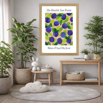 No.201 Acai Berries Art Print – French Fruit Kitchen Wall Decor (Baies d'Acai du Jour)