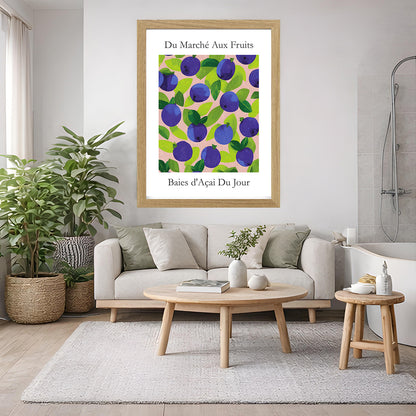 No.201 Acai Berries Art Print – French Fruit Kitchen Wall Decor (Baies d'Acai du Jour)