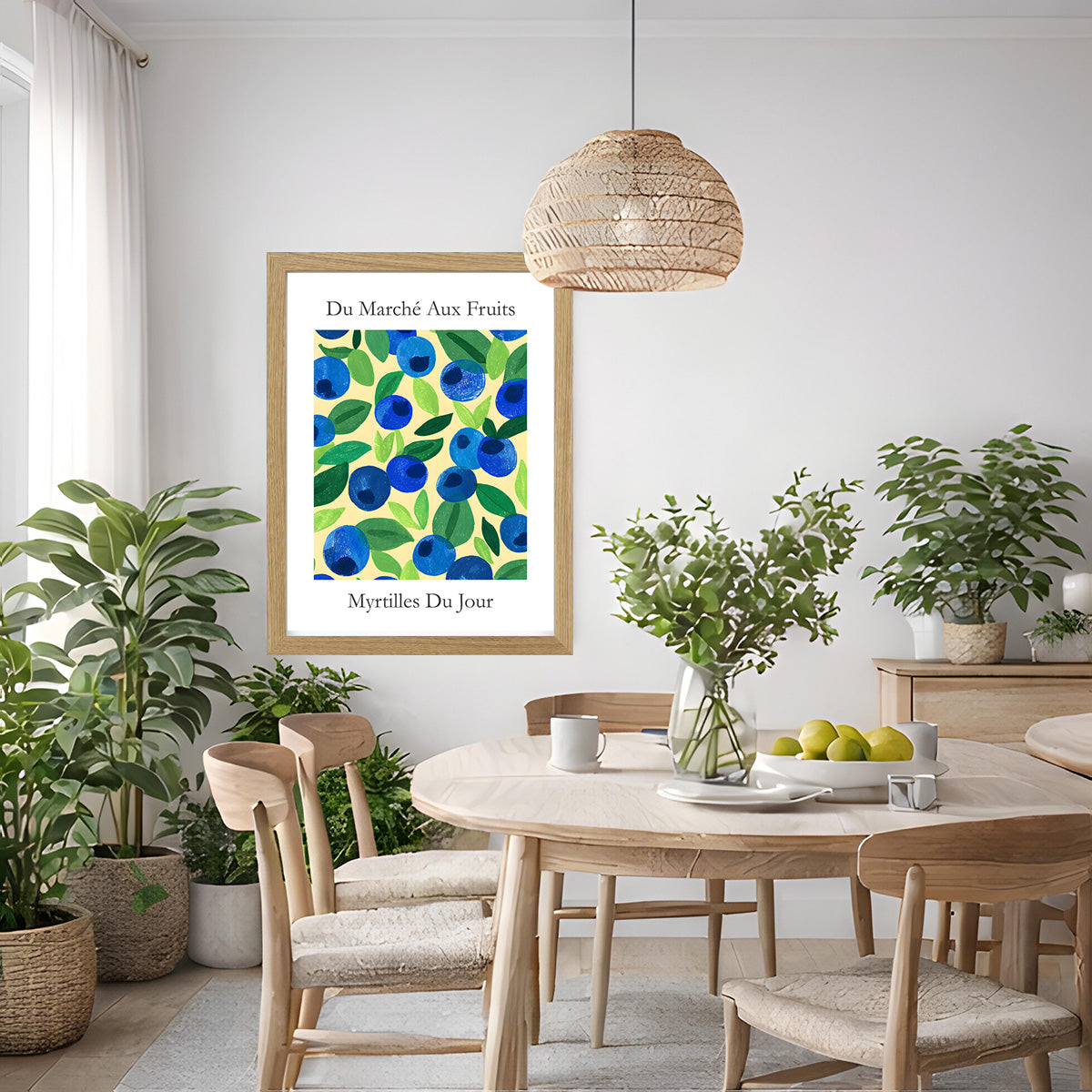 No.204 Blueberry Market Art Print – French Fruit Kitchen Wall Decor (Myrtilles du Jour)