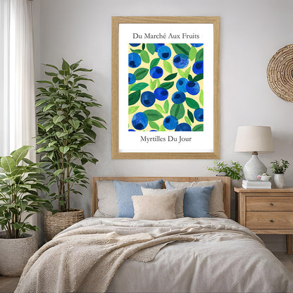 No.204 Blueberry Market Art Print – French Fruit Kitchen Wall Decor (Myrtilles du Jour)
