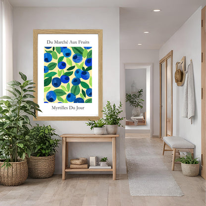 No.204 Blueberry Market Art Print – French Fruit Kitchen Wall Decor (Myrtilles du Jour)