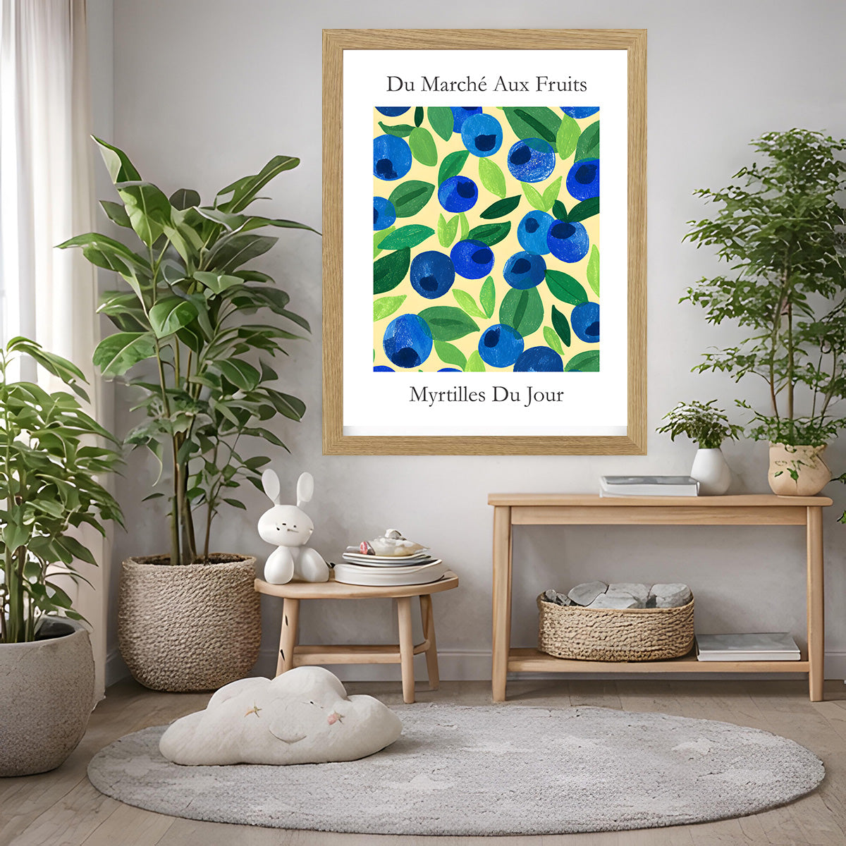 No.204 Blueberry Market Art Print – French Fruit Kitchen Wall Decor (Myrtilles du Jour)