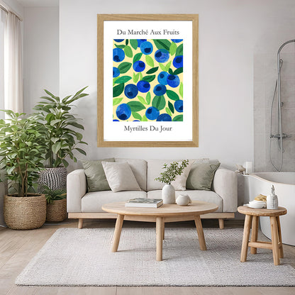 No.204 Blueberry Market Art Print – French Fruit Kitchen Wall Decor (Myrtilles du Jour)