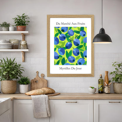 No.205 Blueberry Market Art Print – French Fruit Kitchen Wall Decor (Myrtilles du Jour)