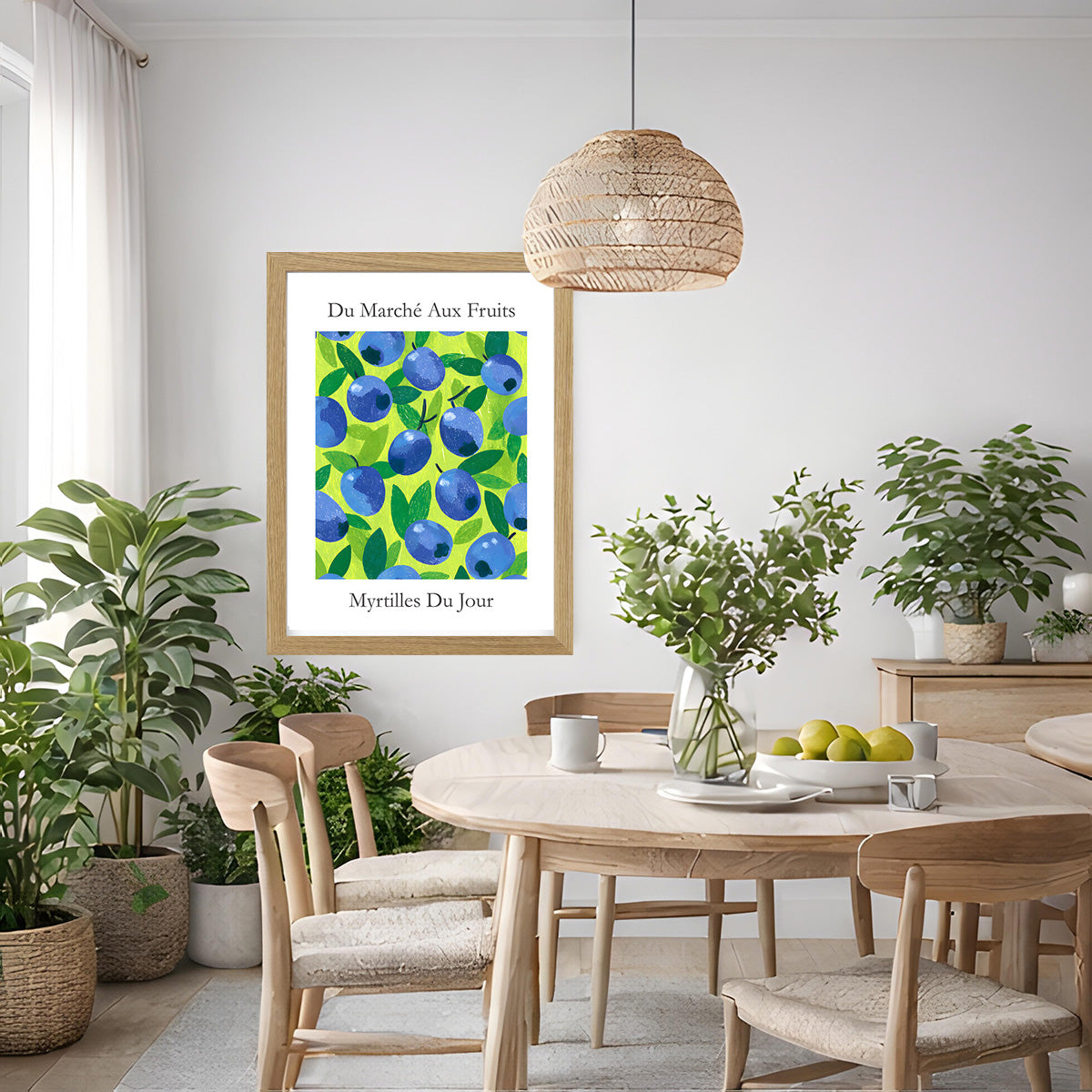 No.205 Blueberry Market Art Print – French Fruit Kitchen Wall Decor (Myrtilles du Jour)