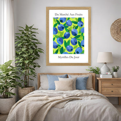 No.205 Blueberry Market Art Print – French Fruit Kitchen Wall Decor (Myrtilles du Jour)