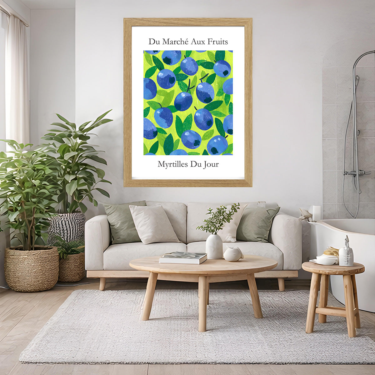 No.205 Blueberry Market Art Print – French Fruit Kitchen Wall Decor (Myrtilles du Jour)
