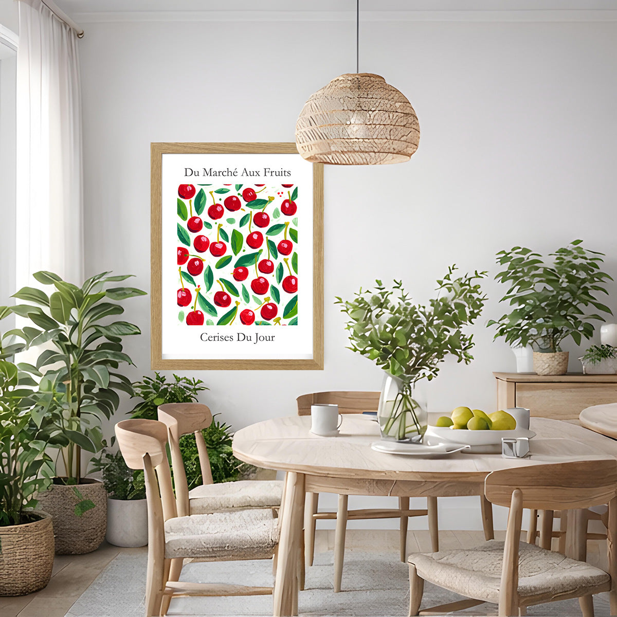 No.206 Cherry Market Art Print – French Fruit Kitchen Wall Decor (Cerises du Jour)