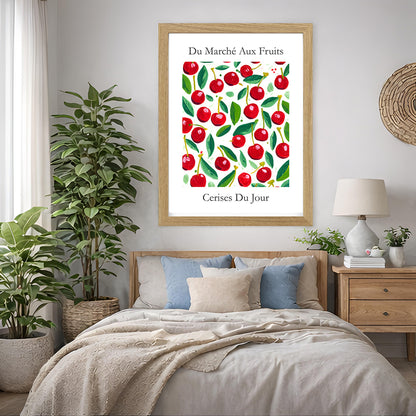 No.206 Cherry Market Art Print – French Fruit Kitchen Wall Decor (Cerises du Jour)