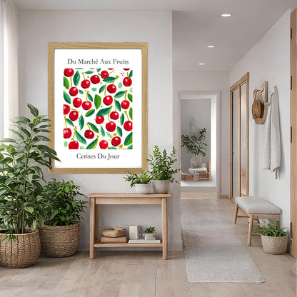 No.206 Cherry Market Art Print – French Fruit Kitchen Wall Decor (Cerises du Jour)