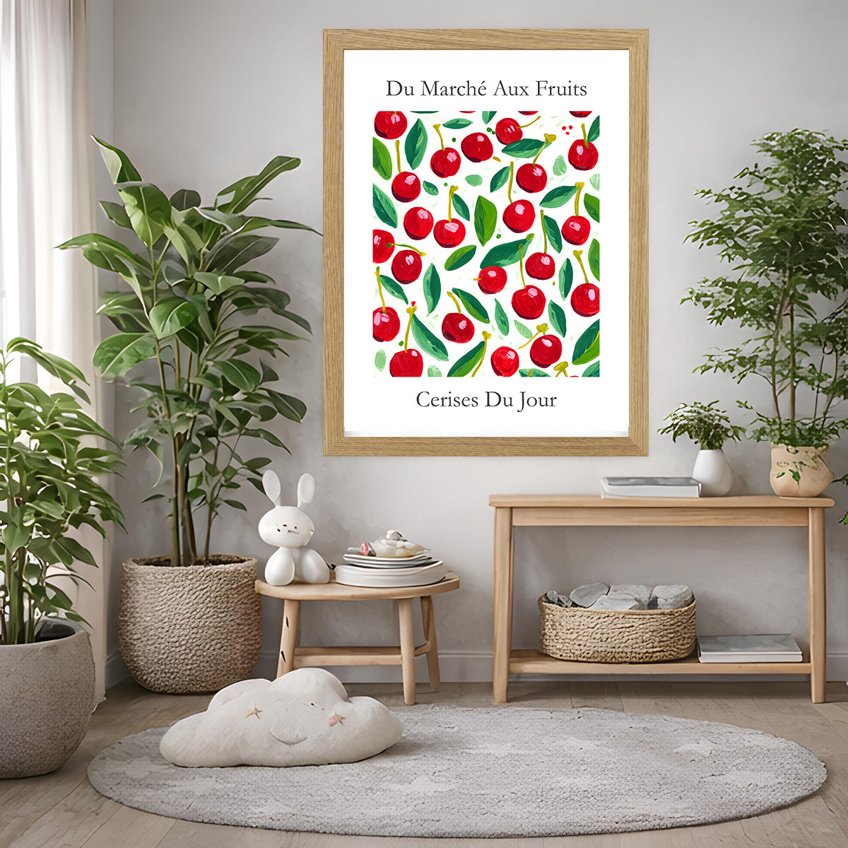 No.206 Cherry Market Art Print – French Fruit Kitchen Wall Decor (Cerises du Jour)
