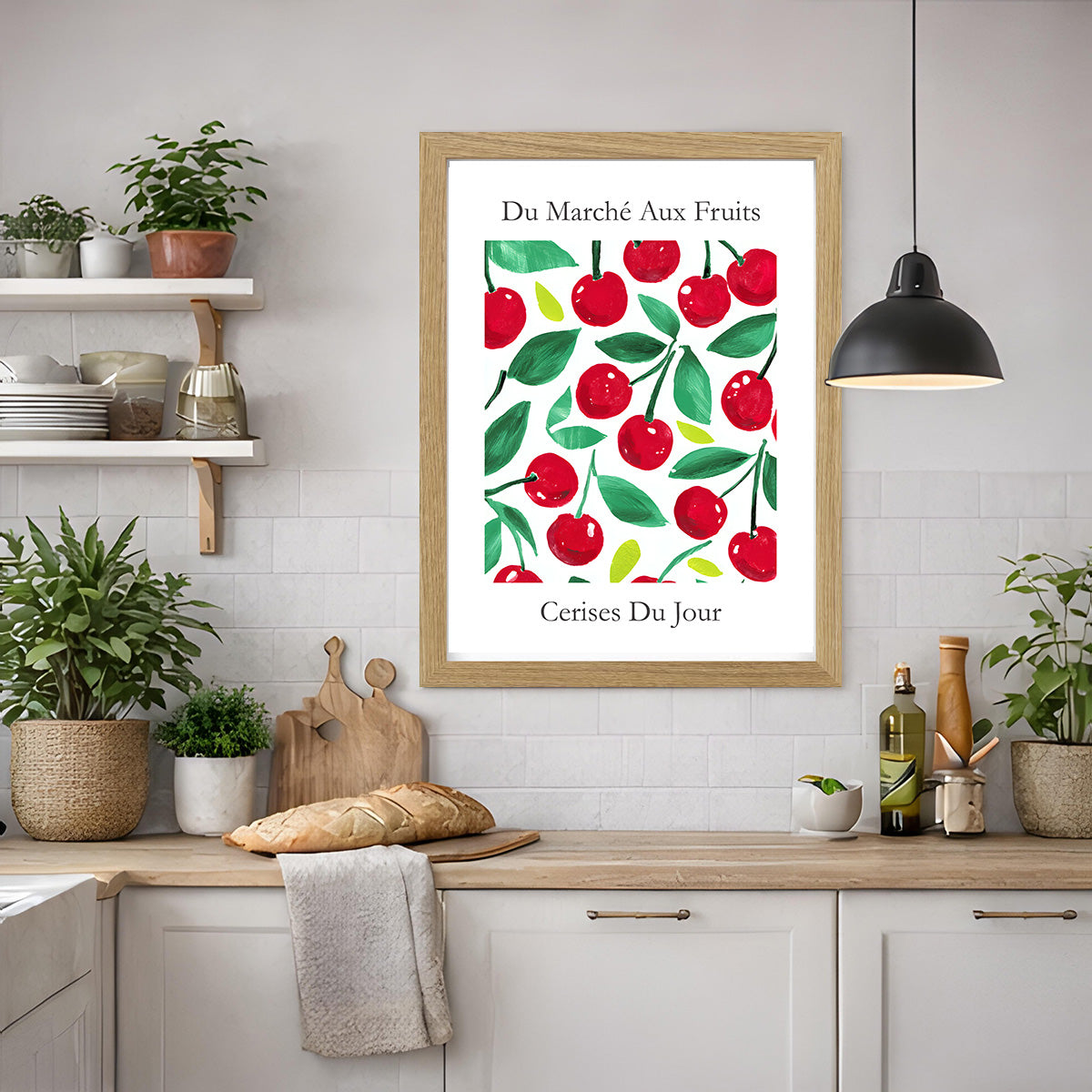 No.207 Cherry Market Art Print – French Fruit Kitchen Wall Decor (Cerises du Jour)