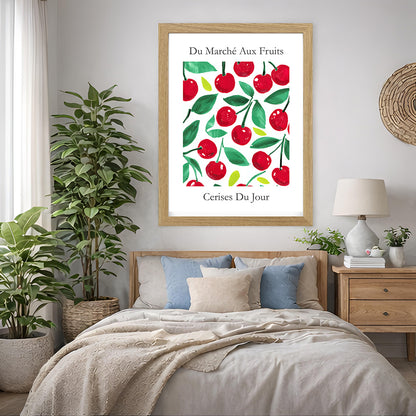 No.207 Cherry Market Art Print – French Fruit Kitchen Wall Decor (Cerises du Jour)