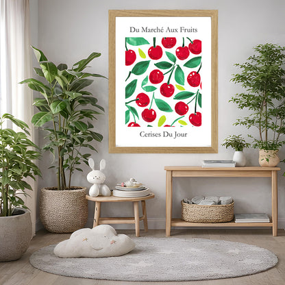 No.207 Cherry Market Art Print – French Fruit Kitchen Wall Decor (Cerises du Jour)