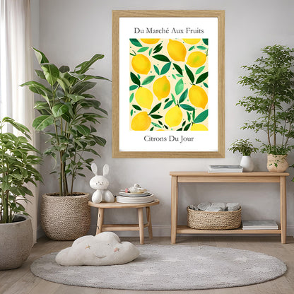 No.214 Lemons Art Print – French Fruit Kitchen Wall Decor (Citrons du Jour)