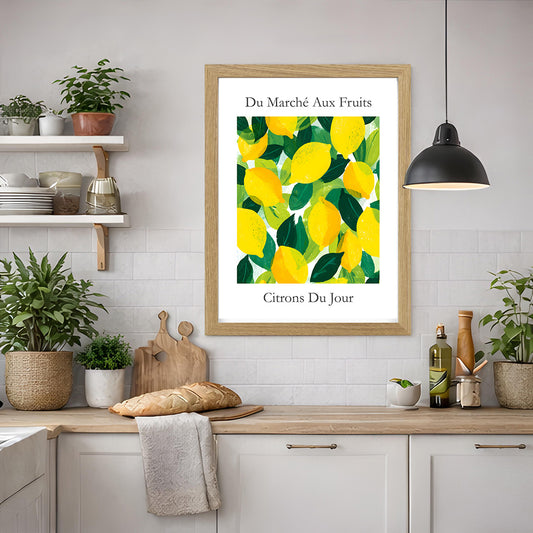 No.215 Lemons Art Print – French Fruit Kitchen Wall Decor (Citrons du Jour)