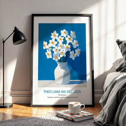 No.12 December Narcissus – Personalised Birth Month Flower Fine Art Print on Museum-Quality Paper