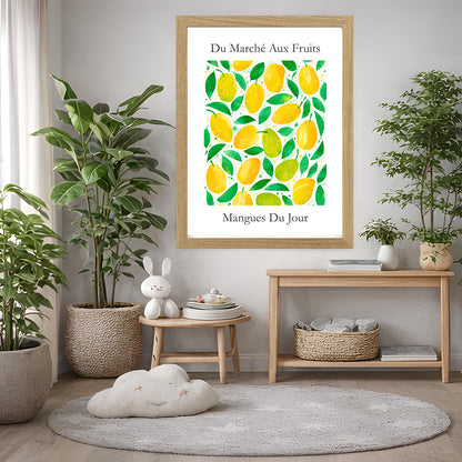 No.219 Mangoes Market Art Print – French Fruit Kitchen Wall Decor (Mangues du Jour)