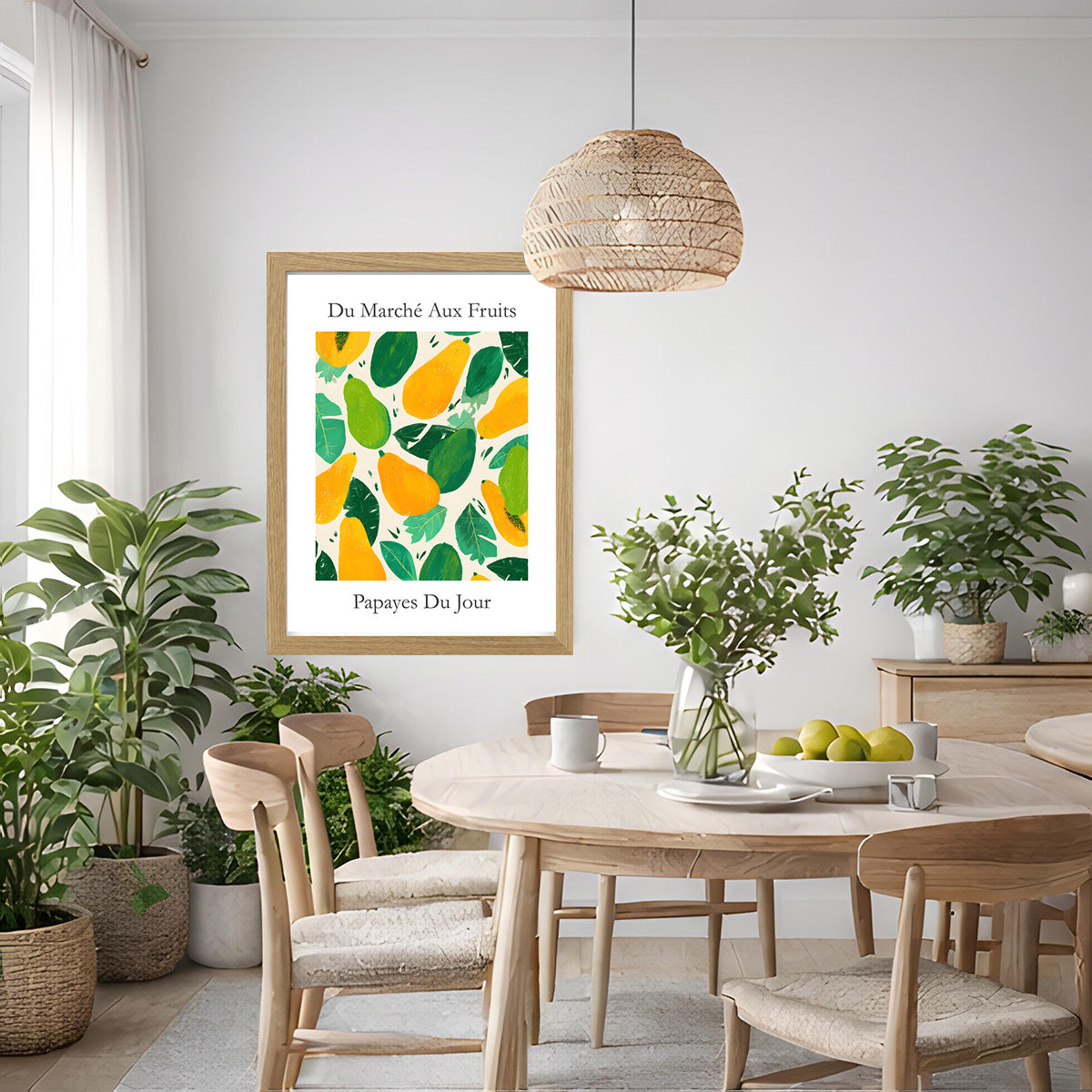 No.222 Papayas Market Art Print – French Fruit Kitchen Wall Decor (Papayes du Jour)