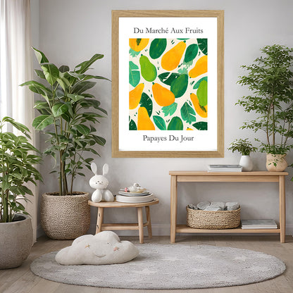 No.222 Papayas Market Art Print – French Fruit Kitchen Wall Decor (Papayes du Jour)