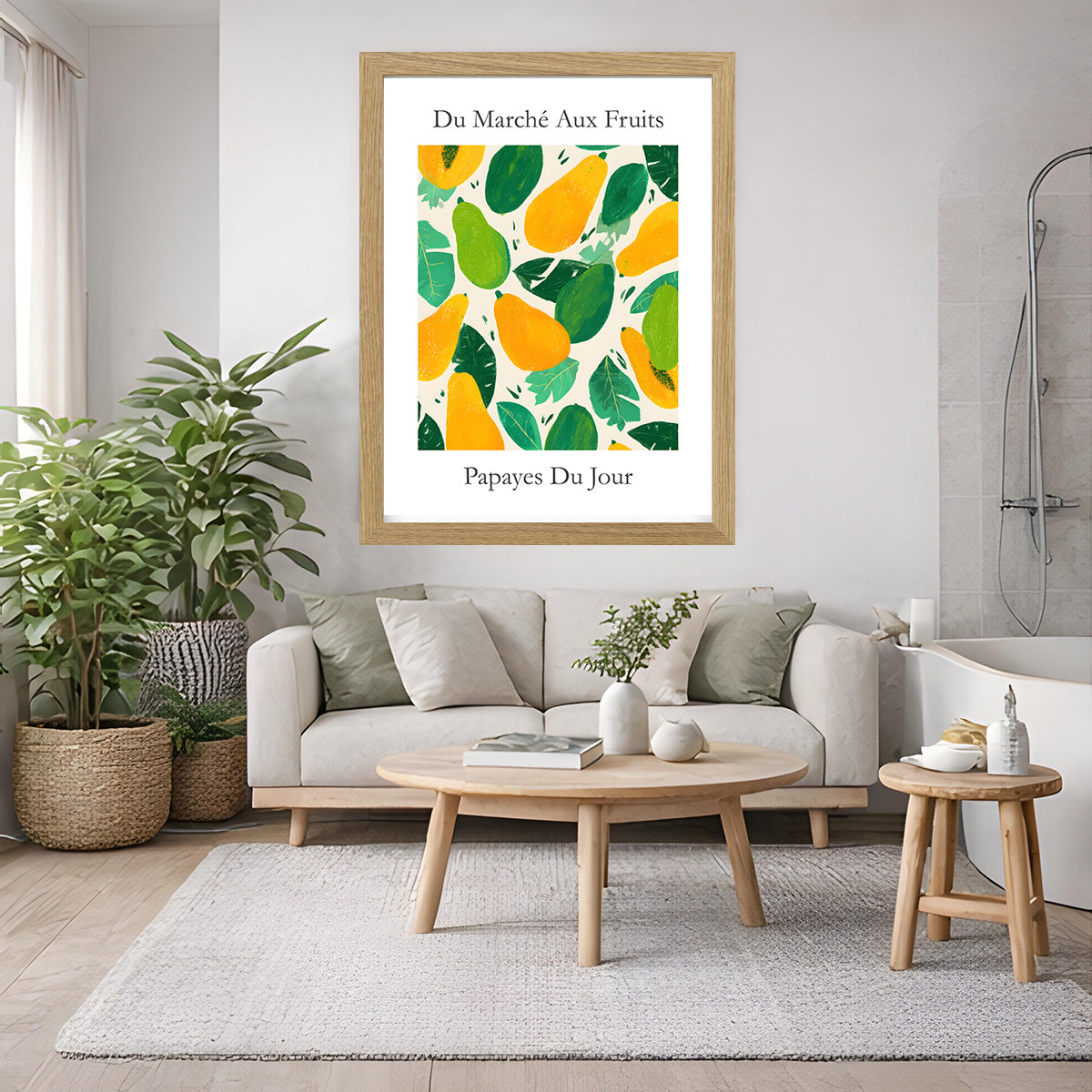 No.222 Papayas Market Art Print – French Fruit Kitchen Wall Decor (Papayes du Jour)