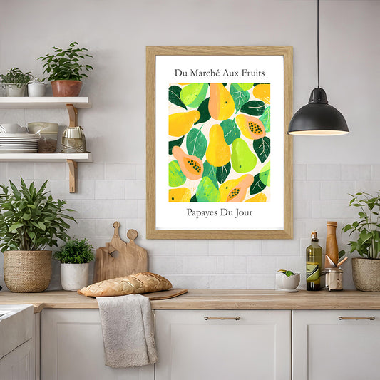 No.223 Papayas Market Art Print – French Fruit Kitchen Wall Decor (Papayes du Jour)