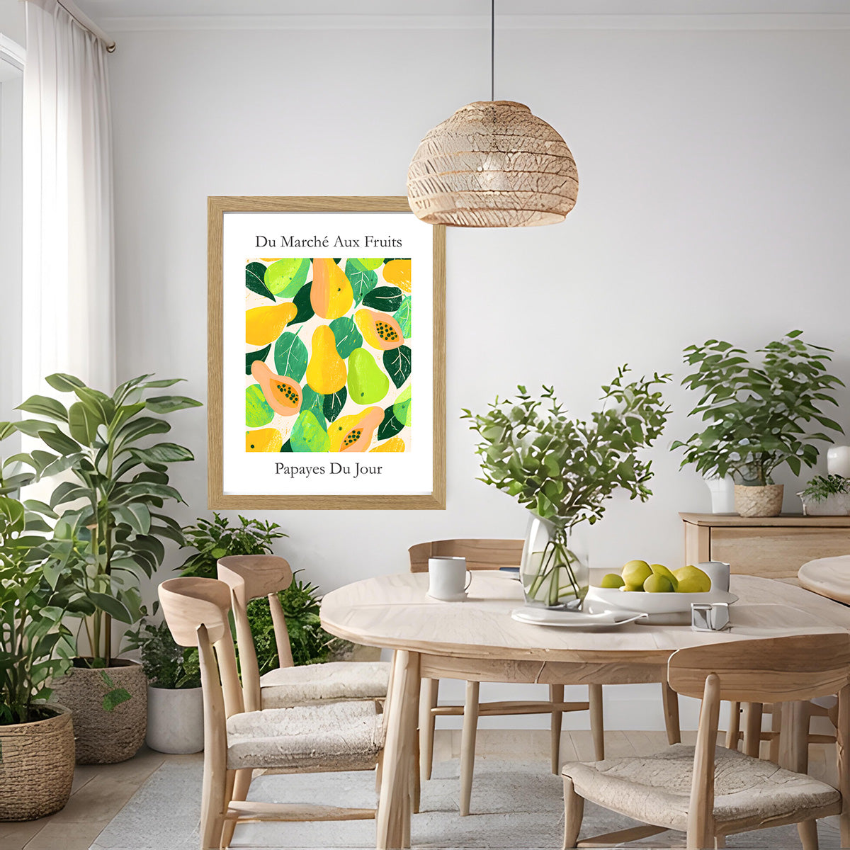 No.223 Papayas Market Art Print – French Fruit Kitchen Wall Decor (Papayes du Jour)