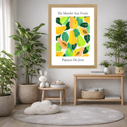 No.223 Papayas Market Art Print – French Fruit Kitchen Wall Decor (Papayes du Jour)