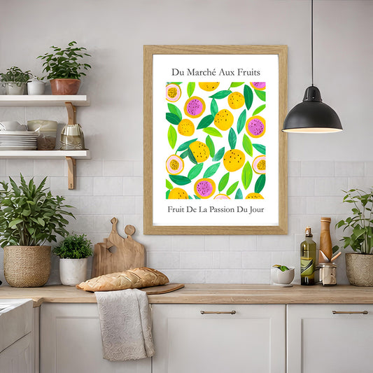 No.224 Passionfruit Market Art Print – French Fruit Kitchen Wall Decor (Fruit de la Passion)