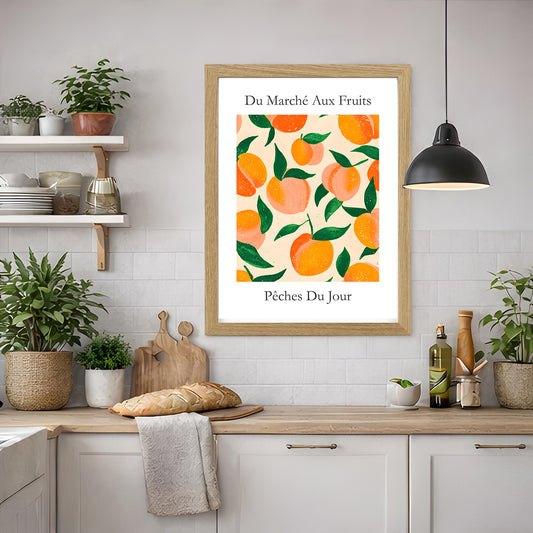 No.227 Peaches Art Print – French Fruit Kitchen Wall Decor (Peches du Jour)