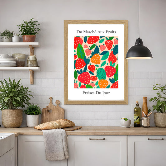 No.236 Strawberries Art Print – French Fruit Kitchen Wall Decor (Fraises du Jour)