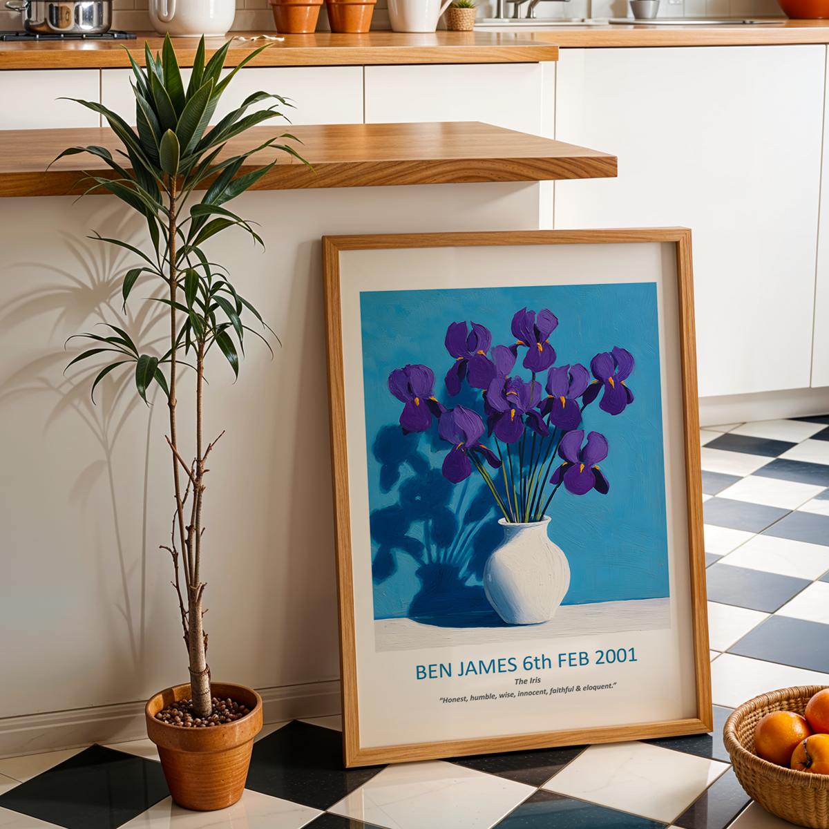 No.02 February Irises – Personalised Birth Month Flower Fine Art Print on Museum-Quality Paper