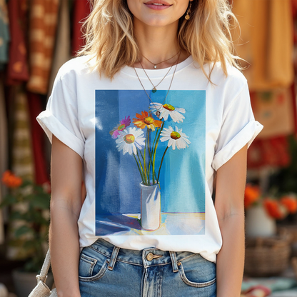 No.74 Floral Fine Art T-Shirt, Premium Quality Tee with YOUR Personalized Quote on Back