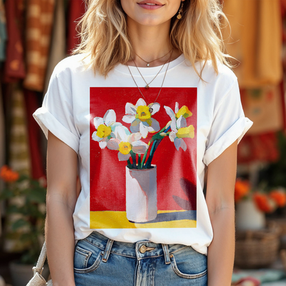 No.77 Floral Fine Art T-Shirt, Premium Quality Tee with YOUR Personalized Quote on Back