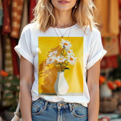 No.80 Floral Fine Art T-Shirt, Premium Quality Tee with YOUR Personalized Quote on Back