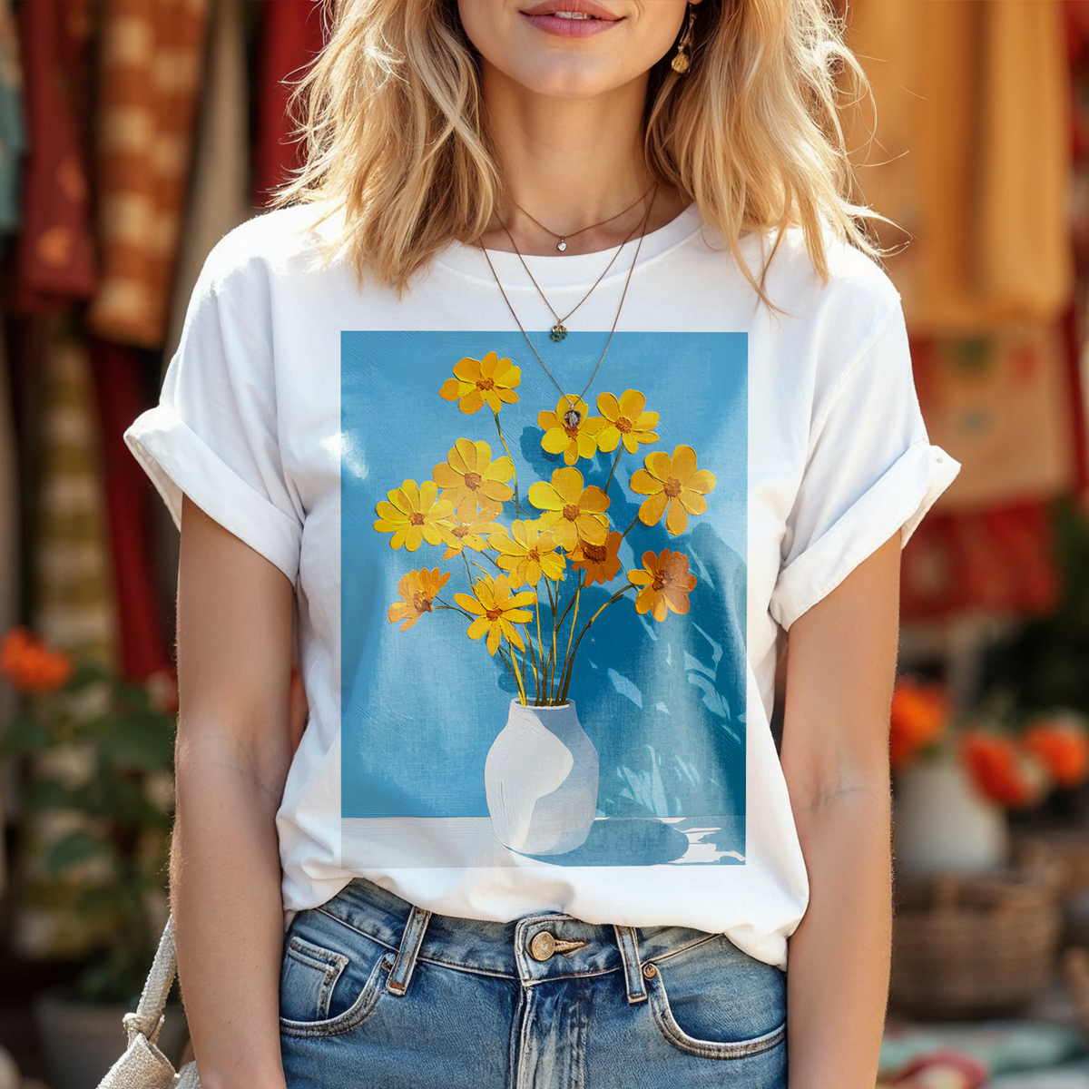 No.82 Floral Fine Art T-Shirt, Premium Quality Tee with YOUR Personalized Quote on Back