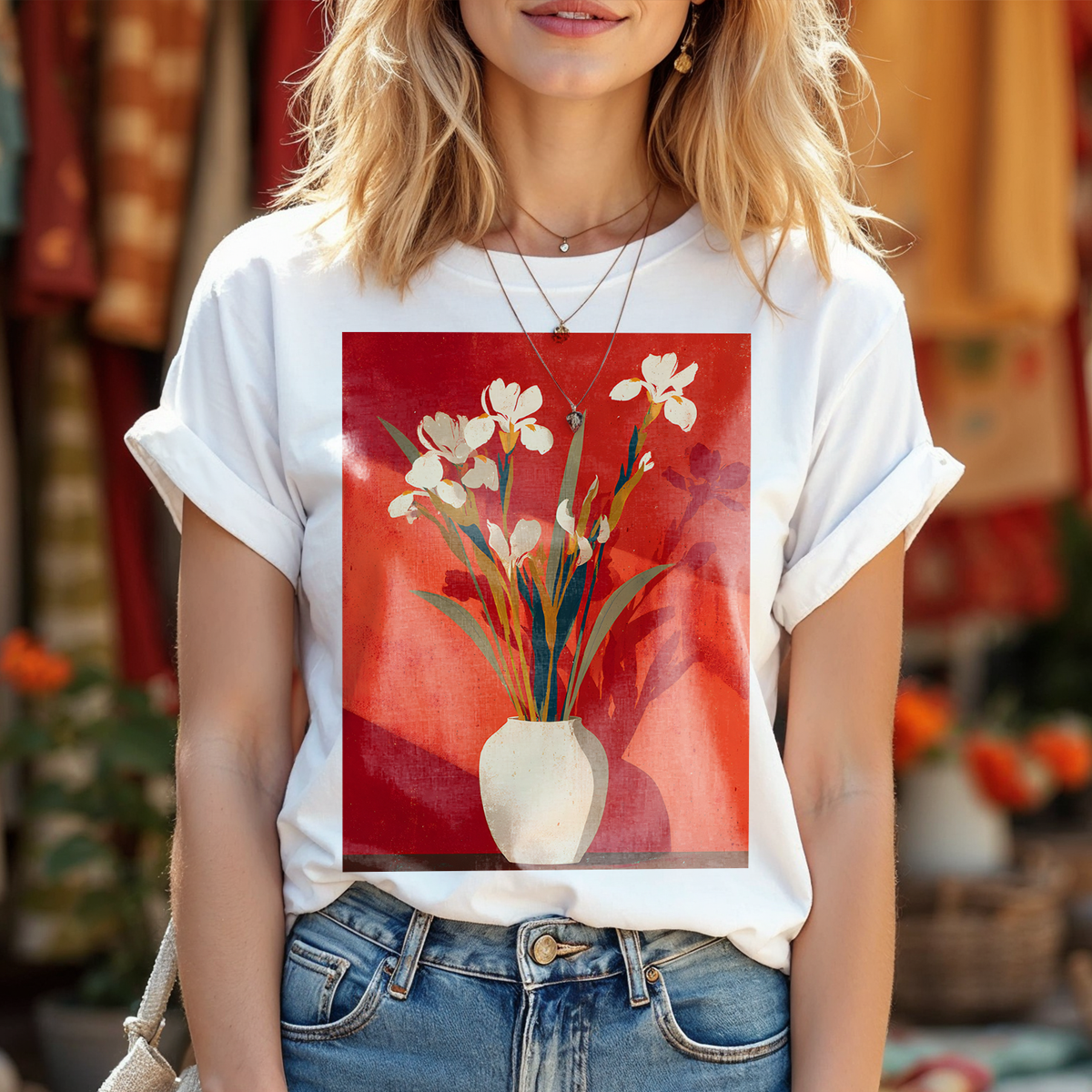 No.79 Floral Fine Art T-Shirt, Premium Quality Tee with YOUR Personalized Quote on Back