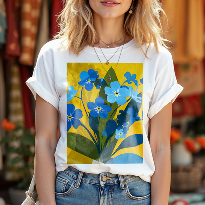 No.85 Floral Fine Art T-Shirt, Premium Quality Tee with YOUR Personalized Quote on Back