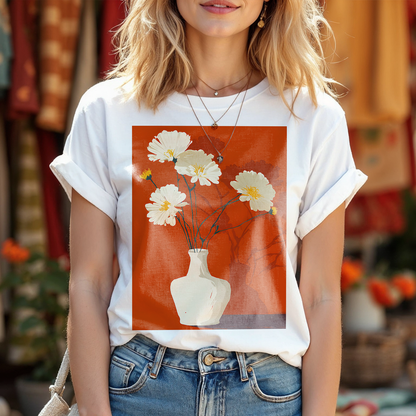 No.76 Floral Fine Art T-Shirt, Premium Quality Tee with YOUR Personalized Quote on Back