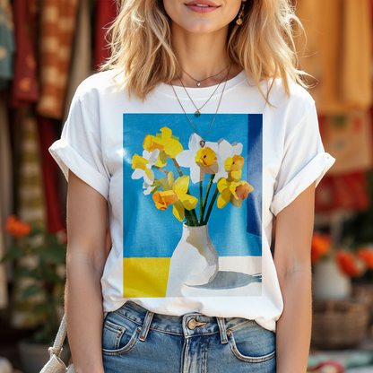 No.73 Floral Fine Art T-Shirt, Premium Quality Tee with YOUR Personalized Quote on Back